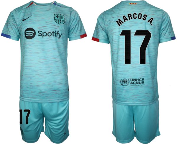 Barcelona Marcos Alonso #17 Derde Shirt 2023-24 Voetbalshirts Korte Mouw (+ Korte broeken)