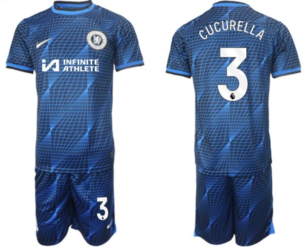 Chelsea Marc Cucurella #3 Uitshirt 2023/24 Korte Mouw (+ Korte broeken) Voetbalshirts