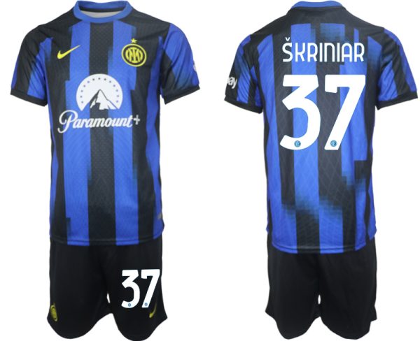 Inter Milan Milan Škriniar #37 Thuisshirt 2023/24 Korte Mouw (+ Korte broeken) Voetbalshirts