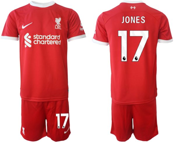 Liverpool Curtis Jones #17 Thuisshirt 2023/24 Korte Mouw (+ Korte broeken) Voetbalshirts