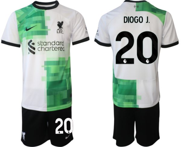 Liverpool Diogo Jota #20 Uitshirt 2023/24 Korte Mouw (+ Korte broeken) Voetbalshirts