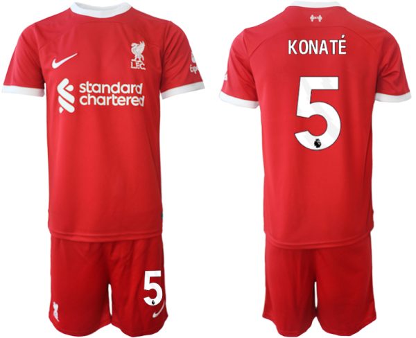 Liverpool Ibrahima Konate #5 Thuisshirt 2023/24 Korte Mouw (+ Korte broeken) Voetbalshirts