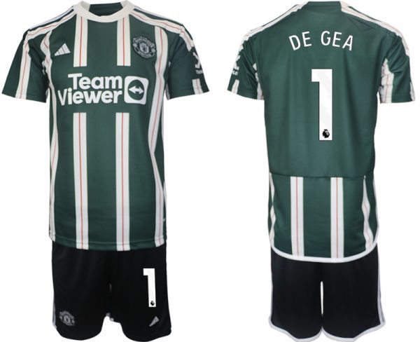 Manchester United David de Gea #1 Uitshirt 2023/24 Korte Mouw (+ Korte broeken) Voetbalshirts