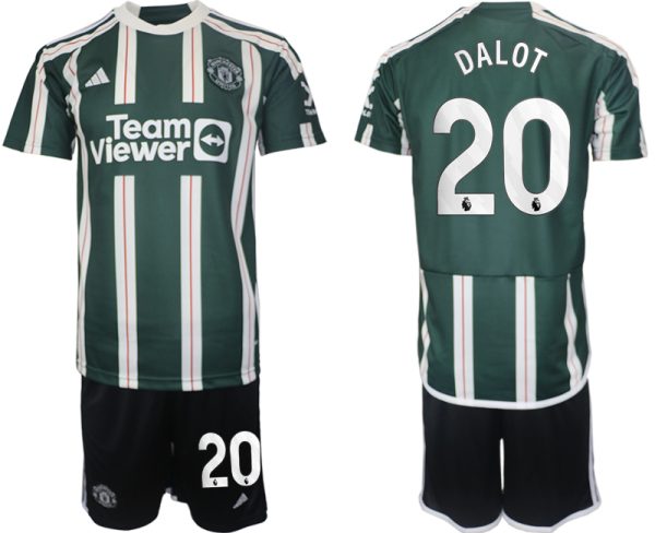 Manchester United Diogo Dalot #20 Uitshirt 2023/24 Korte Mouw (+ Korte broeken) Voetbalshirts