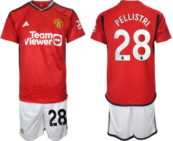 Manchester United Facundo Pellistri #28 Thuisshirt 2023/24 Korte Mouw (+ Korte broeken) Voetbalshirts