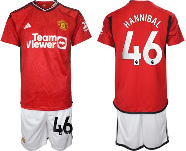 Manchester United Hannibal Mejbri #46 Thuisshirt 2023/24 Korte Mouw (+ Korte broeken) Voetbalshirts