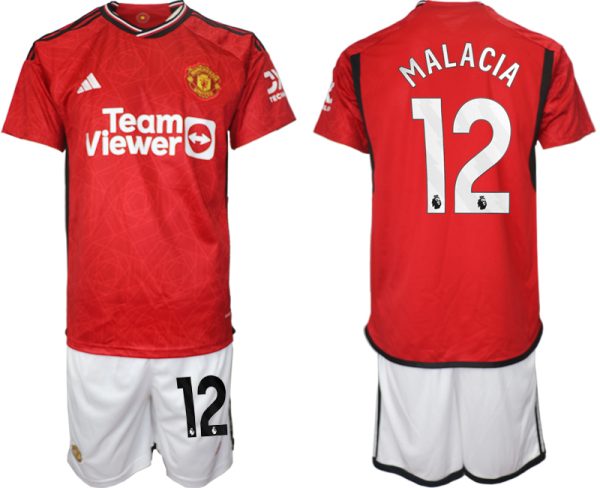 Manchester United Tyrell Malacia #12 Thuisshirt 2023/24 Korte Mouw (+ Korte broeken) Voetbalshirts