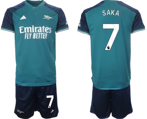 Arsenal Bukayo Saka #7 Derde Shirt 2023-24 Mensen Korte Mouw (+ Korte broeken) Voetbalshirts