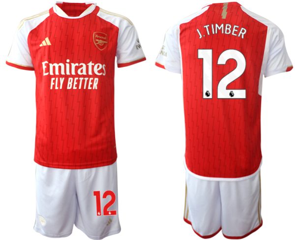 Arsenal Jurrien Timber #12 Thuisshirt 2023-24 Mensen Korte Mouw (+ Korte broeken) Voetbalshirts