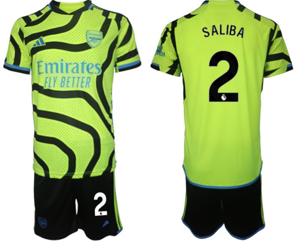 Arsenal William Saliba #2 Uitshirt 2023-24 Mensen Korte Mouw (+ Korte broeken) Voetbalshirts