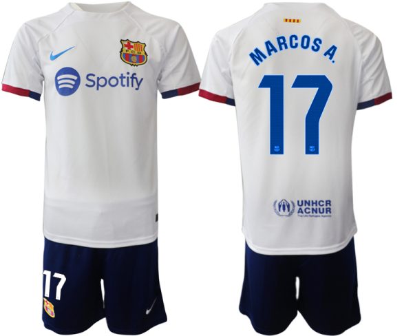 Barcelona Marcos Alonso #17 Uitshirt 2023-24 Mensen Korte Mouw (+ Korte broeken) Voetbalshirts