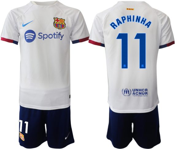 Barcelona Raphinha #11 Uitshirt 2023-24 Mensen Korte Mouw (+ Korte broeken) Voetbalshirts