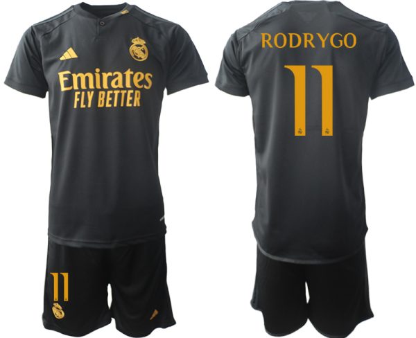 Real Madrid Rodrygo #11 Derde Shirt 2023-24 Mensen Korte Mouw (+ Korte broeken) Voetbalshirts