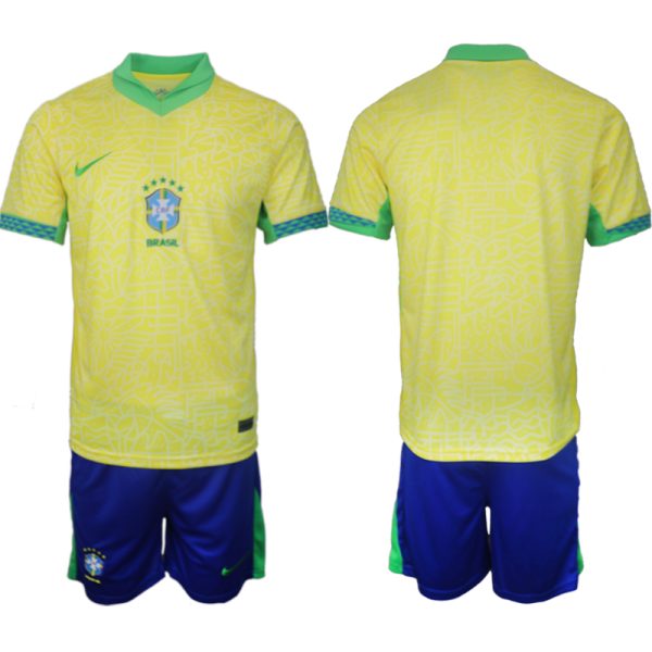 Nieuwe Brazilië Thuisshirt Copa América 2024 Voetbalshirts Korte Mouw (+ Korte broeken) Kopen