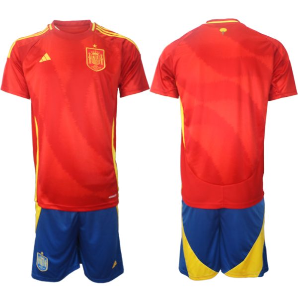 Nieuwe Spanje Thuisshirt EK 2024 Voetbalshirts Korte Mouw (+ Korte broeken) Kopen